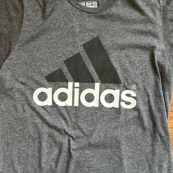 Adidas mens dark heather gray tshirt size L large performance tee - Picture 3 of 4